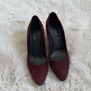 PAVIN Heels Suede Burgundy Made in Italy Size 38 EU NWOB